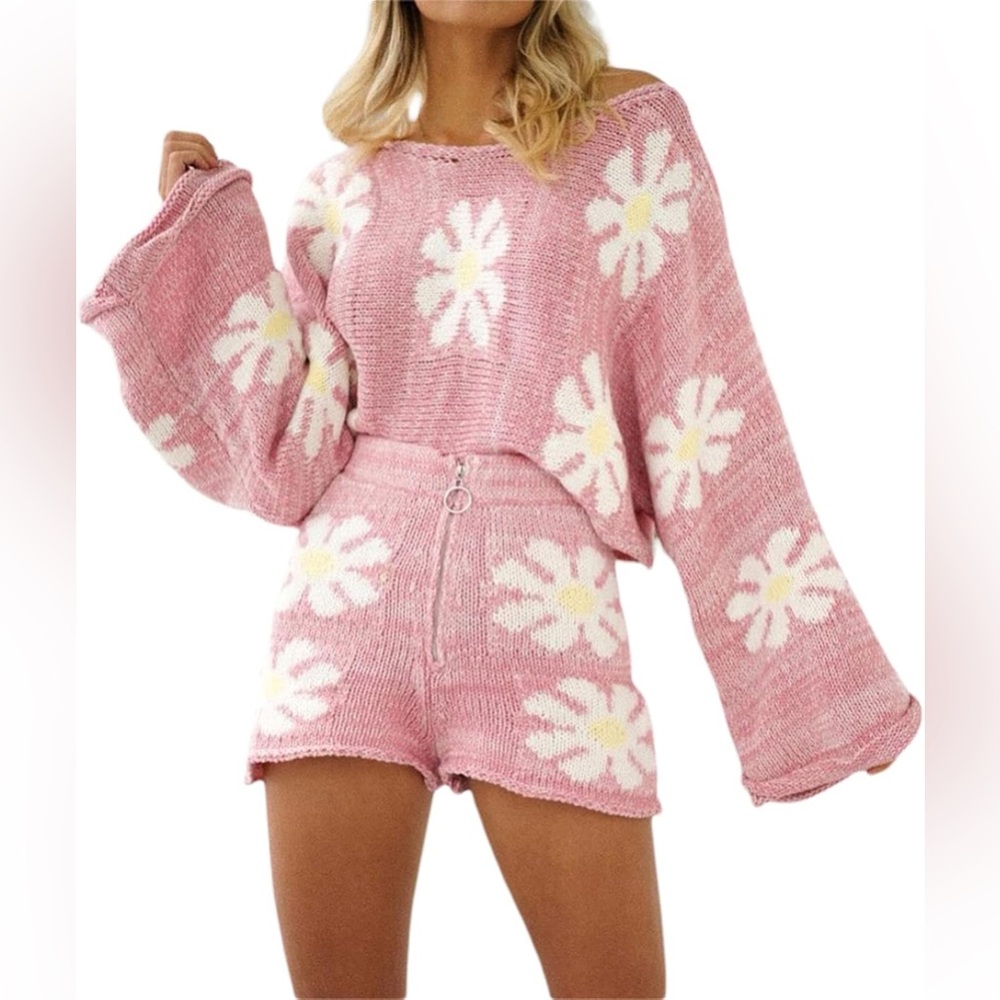 pink flower sweater